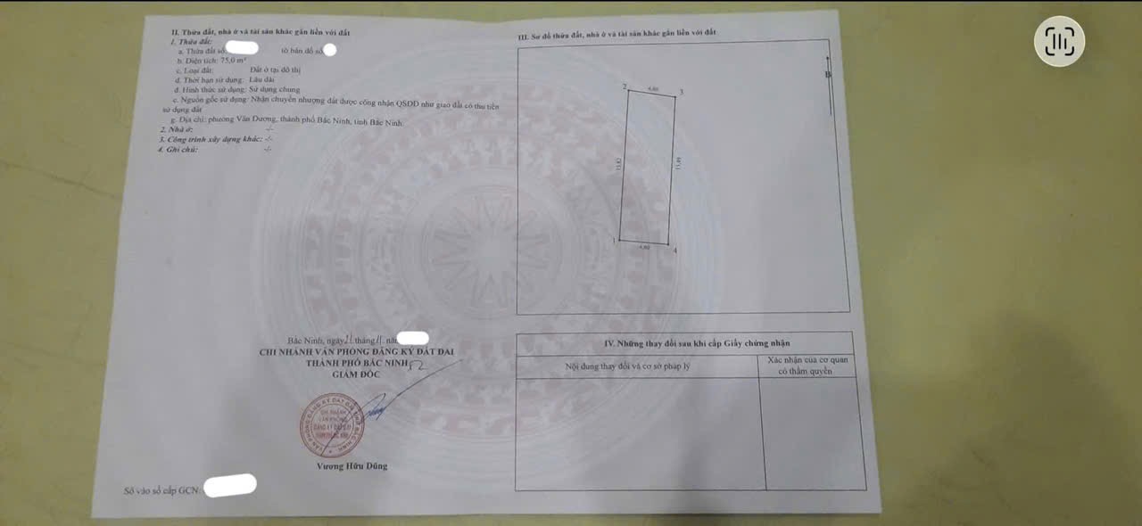 Bán lô đất Chu Mẫu, Vân Dương